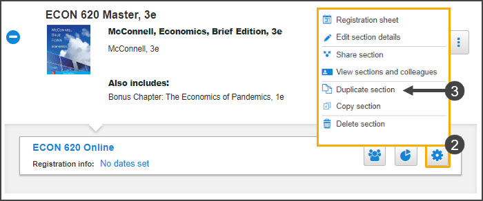 How do I duplicate my previous McGraw-Hill Connect section for a new term?