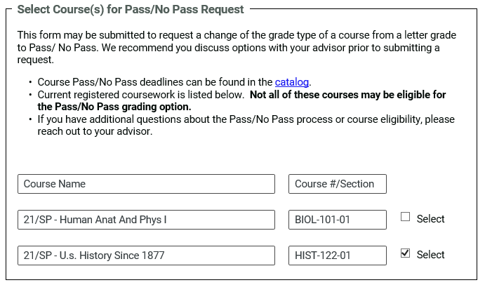 Can I take a class Pass/No Pass?