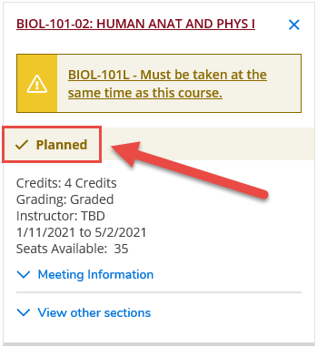 How do I choose a course section from Plan & Schedule in Student Planning?